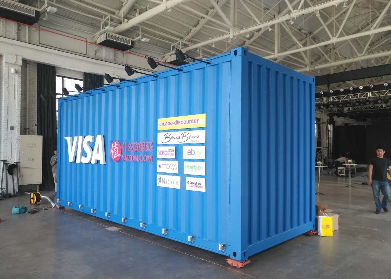 Quality Toughened Glass Prefabricated 20gp Shipping Container Exhibition for sale