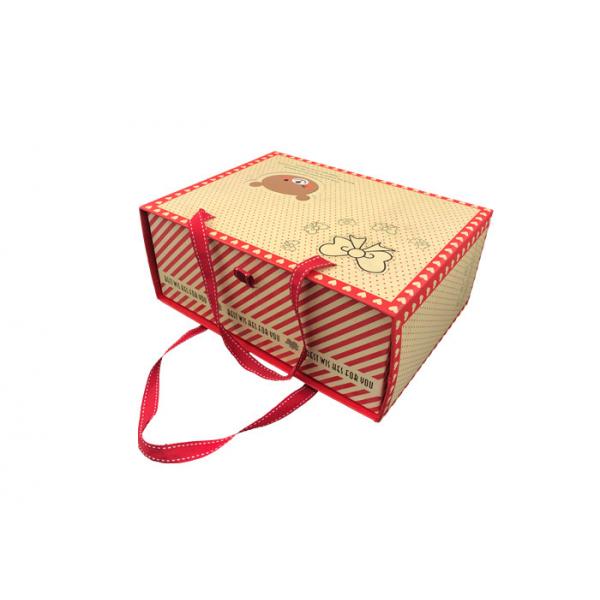 Quality Exquisite Fancy Bow Tie Brown Kraft Paper Gift Bags Drawer Sliding Design for sale