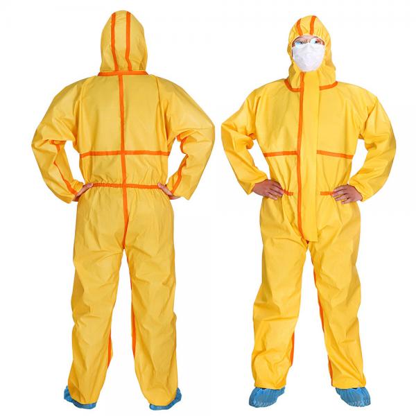 Quality Yellow Heavy Industry Type 3 Disposable Coveralls Chemical Fluids Protection Overalls for sale