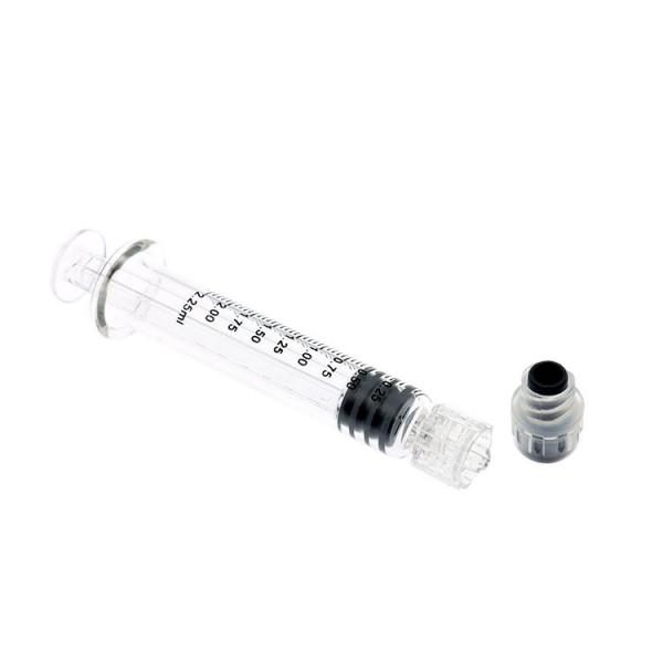 Quality 2.25 Ml CBD Oil Luer Lock Glass Syringe With Plastic Plunger for sale