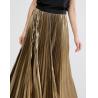 China Custom service women clothes latest skirts design gold long pleated skirt factory
