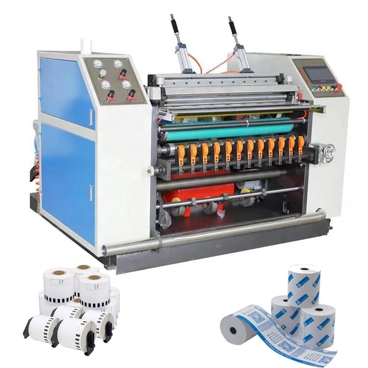 China Full Automatic Thermal POS ATM Paper Slitting Machines With Coreless Reiwnd factory