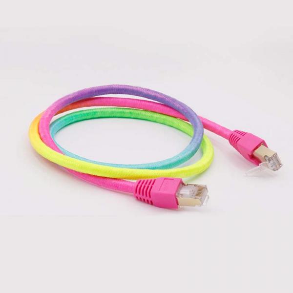 Quality Rainbow Color Braided Cat8 Patch Cable 26AWG To Match Colored Lights for sale