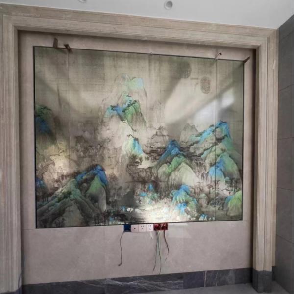 Quality Wall Decroration Tempered Acid Etched Glass UV Printing Mirror Art for sale