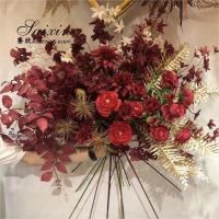 China SX-F010 Wholesale high quality red Artificial flowers bouquet for wedding  arrangement factory