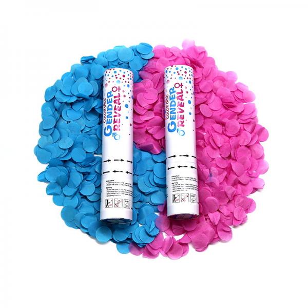 Quality Reveal Gender Confetti Cannon Biodegradable Party Poppers For Baby Shower for sale