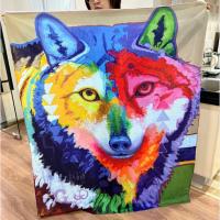 China Home Wolf Blanket Soft Cozy Air Conditioning Machine Wash Blanket Gray Throw 50X60 factory