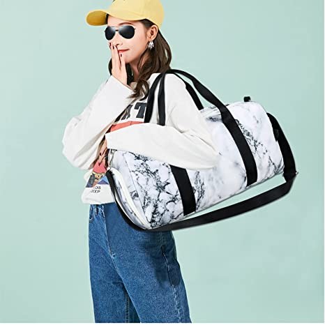 Quality Marble White Sports Duffle Bags For Men Women Casual 800g for sale