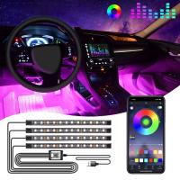 China RGB 5050 Foot Decorative Atmosphere Ambient Car Interior Lights With APP Music Wireless Remote Control factory
