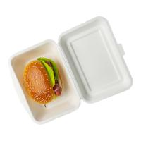 China Bagasse Pulp Biodegradable Clamshell Boxes , Bagasse Takeaway Containers Burgers factory