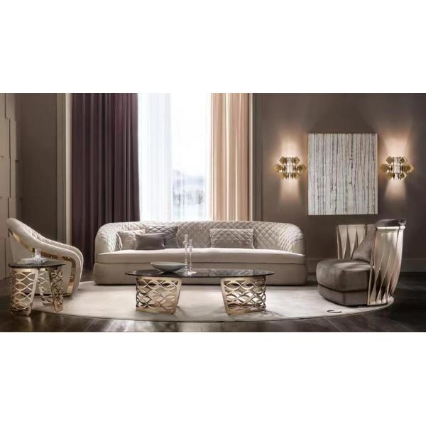 Quality Upholstery Hotel Lobby Furniture White Velvet Couch Multiple Seating Sofa for sale