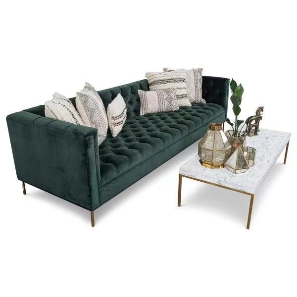 Quality Hunter Marble Green Velvet Sofa Set Hotel Lobby Sofa ODM for sale