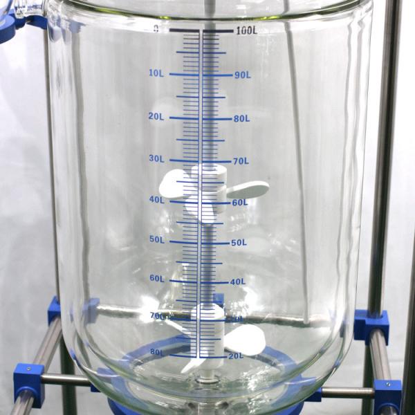 Quality High Borosilicate Glass Reactor Vessel , Single Layer Glass Reactor Double Walls for sale
