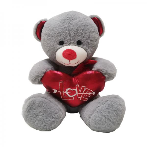 Quality 10.24in 26cm Valentines Day Plush Toys White Teddy Bear Holding A Heart Hypoallergenic for sale
