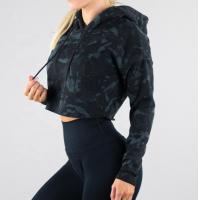 China 95% Cotton 5% Spandex Women'S Casual Hoodie Sports Activewear Camo Crop Hoodie factory