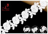 China Embroidered Flower Guipure White Cotton Lace Ribbon For Fashion Clothes factory