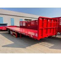 China Red 3X16T Flatbed Trailer Semi Truck 40ft Flatbed Semi Trailer For Bulk Cargo factory