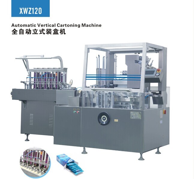 china Cartoning machineXWZ120-2,80 boxes/min,for blisters,plastic