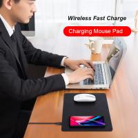 China CN-MP02 PU Leather Mouse Pad Qi Wireless Charging Pad for iPhone X Mouse Pad Wireless Charger factory