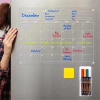 China Custom Acrylic Magnetic Calendar For Fridge , Clear Dry Erase Magnetic Calendar With Markers factory
