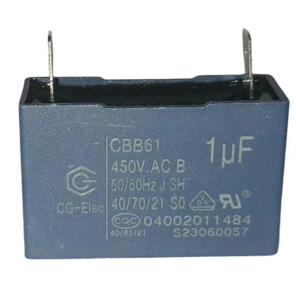 Quality CBB61 450V 1.0mfd Blue 10000 Hours S3 Air Conditioner Fan Capacitor With Two for sale