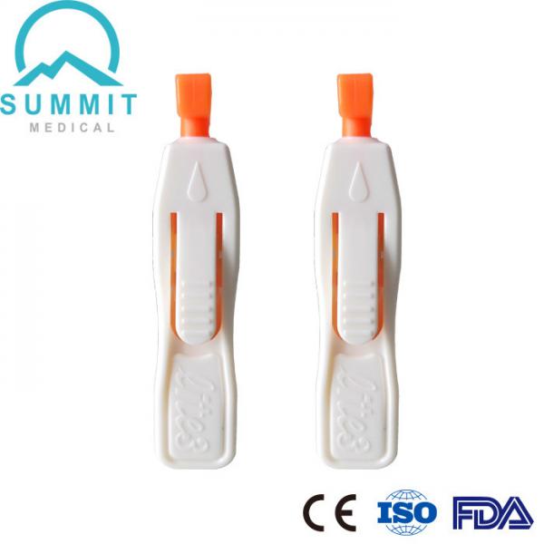 Quality Sterile 21G 1.8MM Finger Prick Lancets , Side Push Button Activated Heel Stick for sale