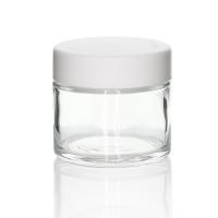 Quality White Cap Glass Child Resistant Jars 60ml 2oz Flower Packing Concentrate for sale
