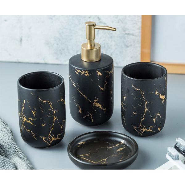 Quality Cute Marble Ceramic Bathroom Set Soap Dispenser Sustainable For Home Hotel for sale