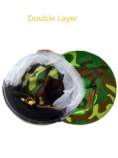 Quality Camouflage Bee Veil Hat High Safety Double Inner Layer Elaborate Shrinkable for sale