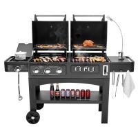 China Flame Safety Commercial Kitchen Equipments Dual Fuel GAS / Charcoal BBQ Outdoor Combo Grills factory