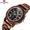 China 1 ATM Black Dial Walnut Wooden Quartz Watch Date Month Stopwatch For Man factory