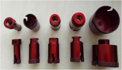 Quality Vacuum Brazed Core Drill Bit , M14 Diamond Core Bit Red Color High Speed for sale