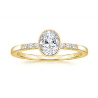 China Women 10k Yellow Gold Diamond Ring , Oval Lab Diamond Engagement Ring OEM ODM factory