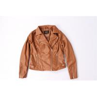 China Water Resistant Coffee Faux Leather Bomber Jacket Womens 100% Polyurethane factory