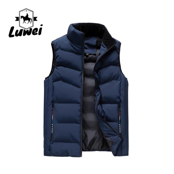 Quality Customized Design Solid Warm Outwear Zip Sleeveless Utility Slim Cotton Quilted Waistcoat Men Plus Size Vest for sale