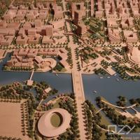 China Architectural Wood Scale Model Aecom 1:1000 Beijing Jinzhan Urban Planning factory