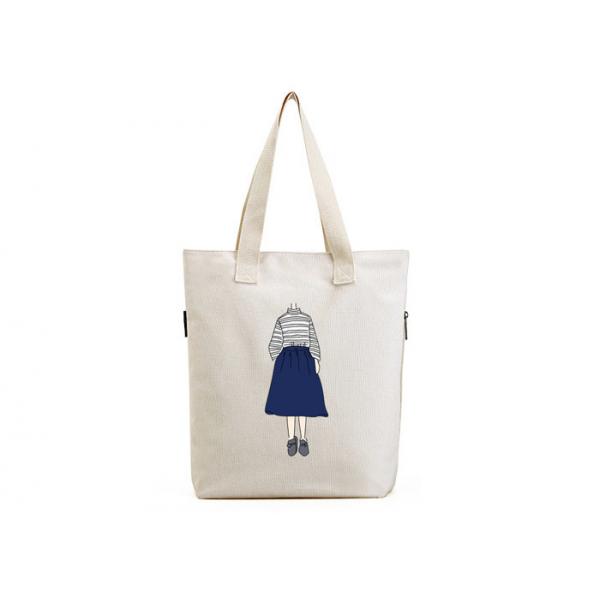 Quality OEM Canvas Tote Shopper Bag Cotton Material With Zipper For Shopping for sale