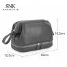 China Travel Portable PU Leather Makeup Cosmetic Bag with Double Zipper factory
