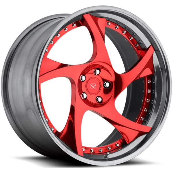 Quality 20 inch customized red spoke 2 piece forged car wheel rim china for sale