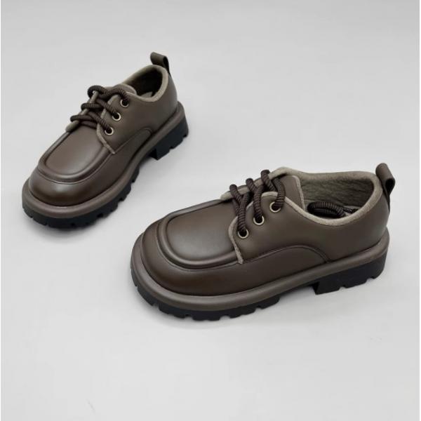 Quality Genuine Leather Girls School Shoes Rubber Sole Artificial Short Plush Inner for sale