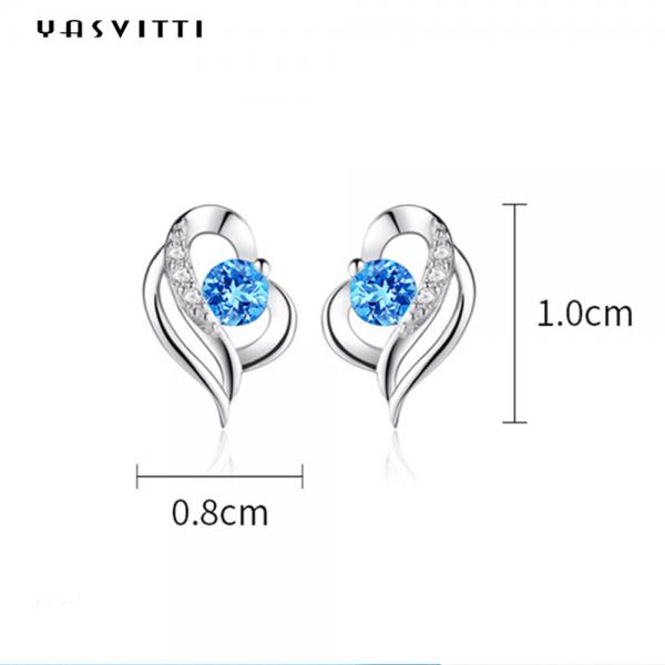 Quality 0.04oz 1x0.8cm Sterling Silver Heart Earrings SGS Blue Stone Earring girlfriend for sale