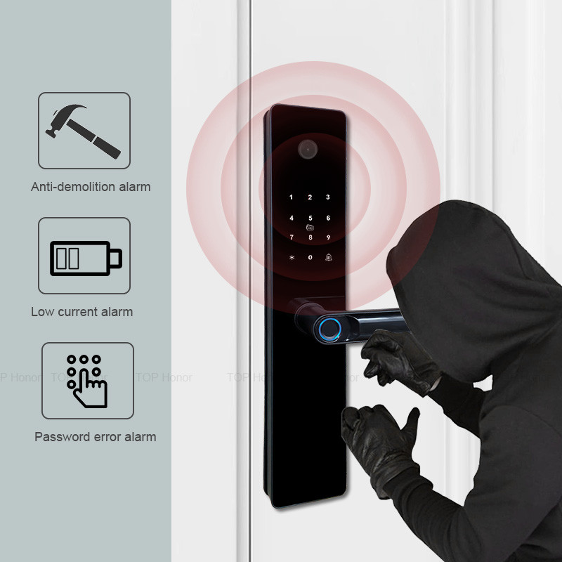 China home Fingerprint Smart Front Door Locks Peephole Camera Tuya App Password Access factory