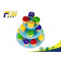 China 3 Tiered Cardboard Cupcake Stand , Colorful Cardboard Wedding Cake Stand SGS Approval factory