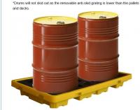 China Detachable plastic 4 drum oil spill pallet, 1300*660*150 mm 2 drum spill containment pallet, Nestable 2 drum spill conta factory