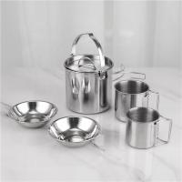 Quality Stainless Steel Outdoor Camping Pot Set Backpacking Cookout Picnic Cookware for sale