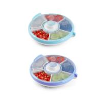 China Round Divided Plastic Containers Multi Compartment Snack Containers factory