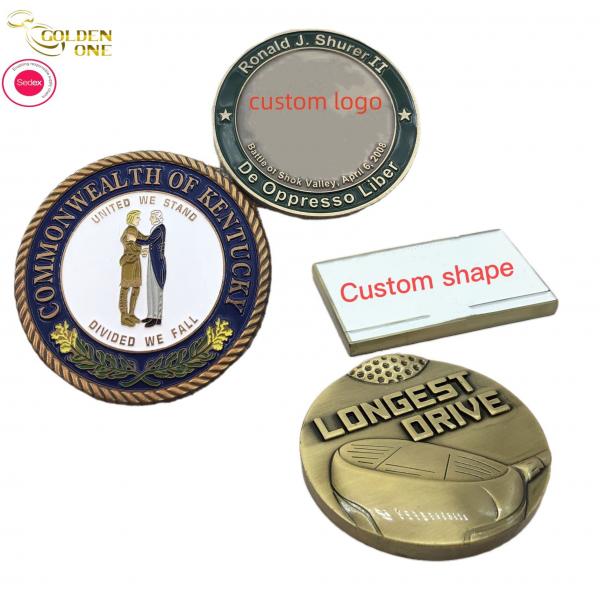 Quality Zinc Alloy Personalized Engraved Coins ,  Brass Silver Gold Plated Custom Logo Coins for sale