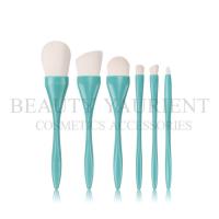 China Privated original streamlined deisgn with 6 Pcs Makeup Brush Set of Blue Plastic Handle For Face Makeup brush tools factory