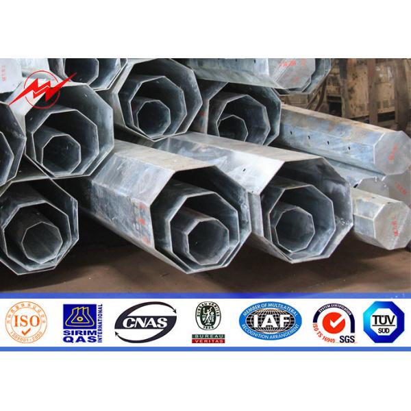 Quality 11.8M Gr65 Hot Dip Galvanized Steel Pole 5mm Wall Thickness Steel Transmission Poles for sale