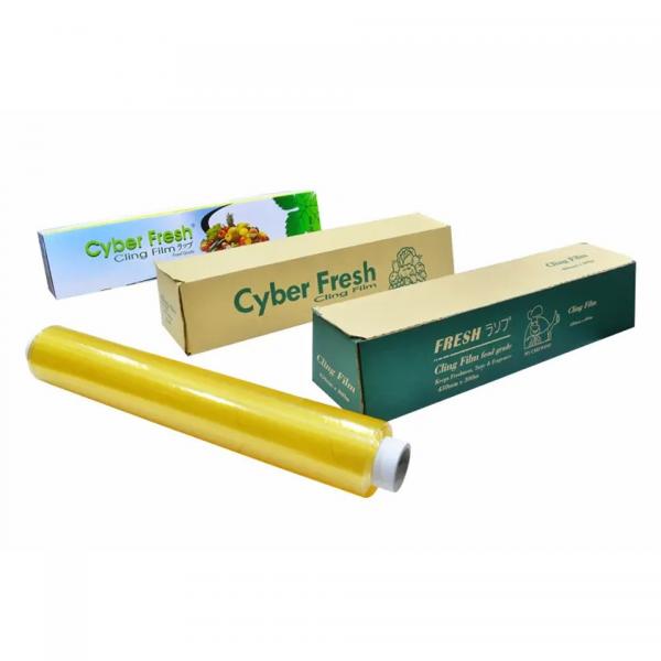 Quality Antistatic Clear Plastic Wrap Food Grade PVC Compostable Cling Wrap With Cutter for sale
